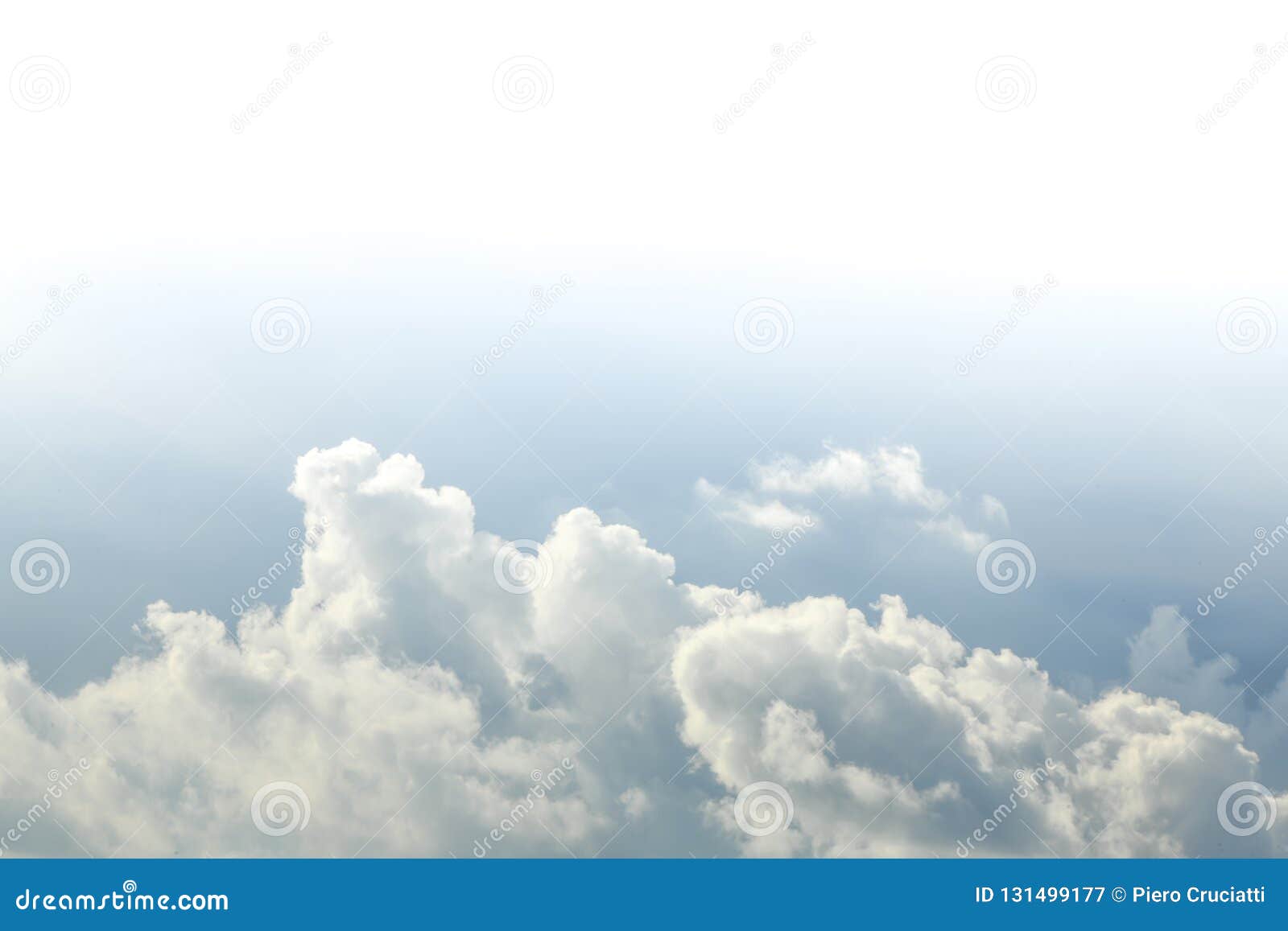 beautiful tranquil and serene sky with fluffy clouds. background with white copy space