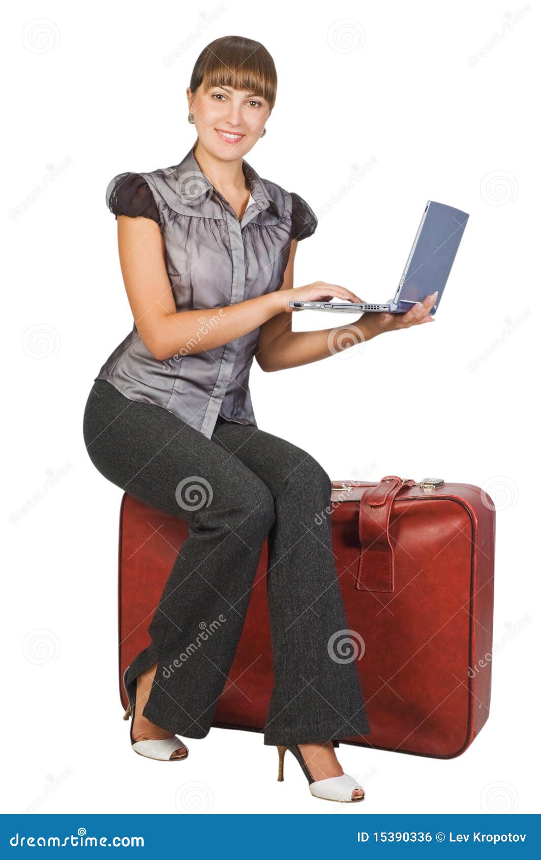 Beautiful traveller stock photo. Image of beautiful, laptop - 15390336