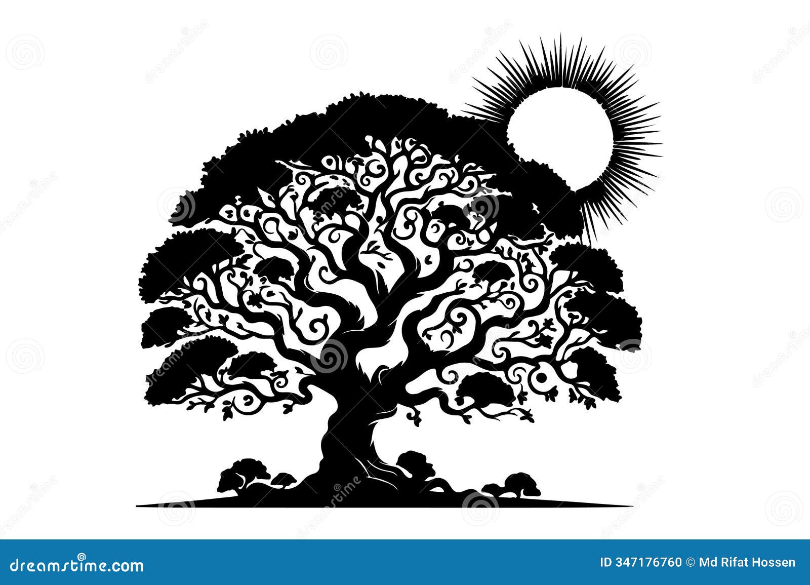 Beautiful Tree Silhouette Illustration Stock Illustration ...