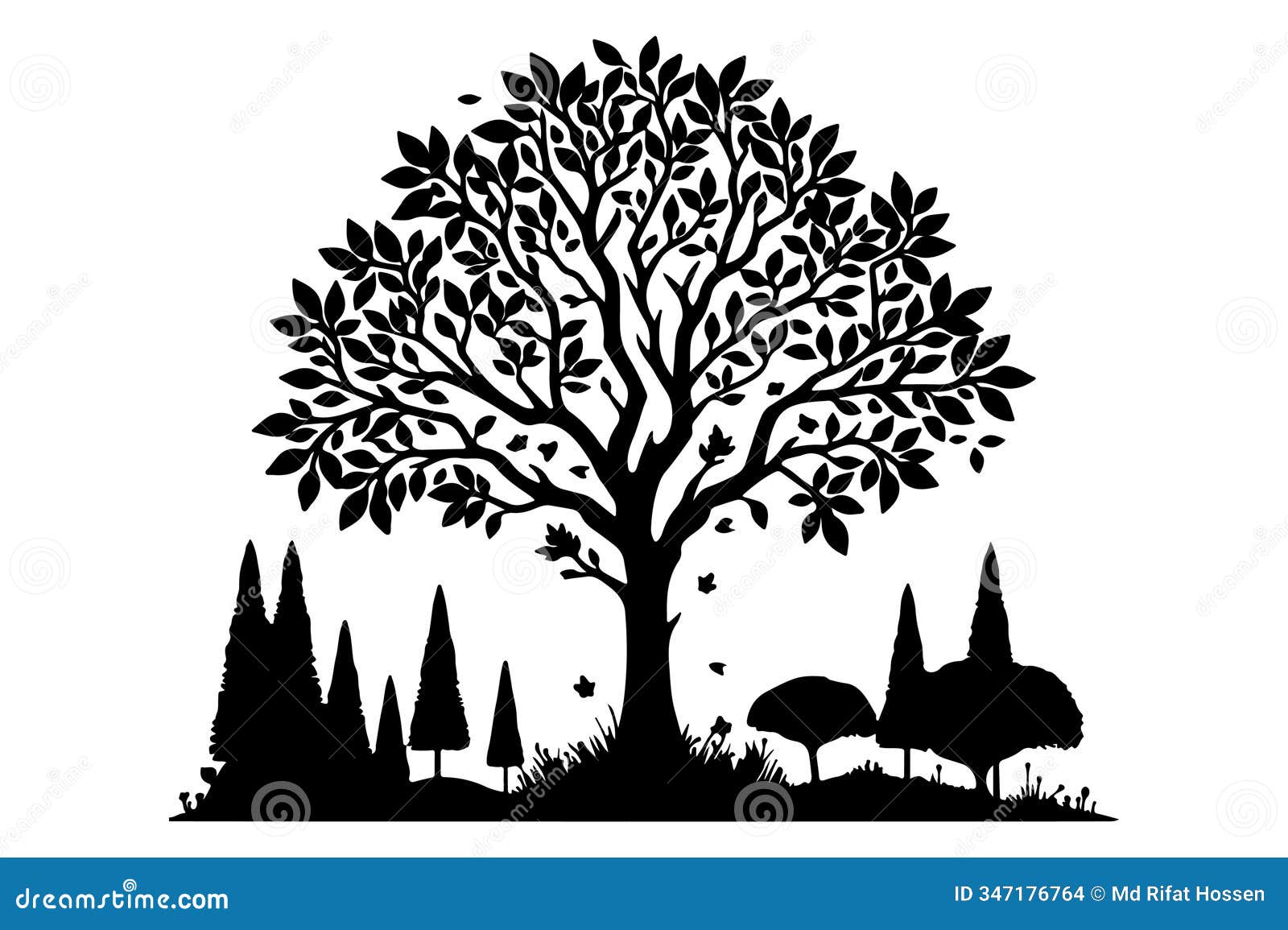 Beautiful Tree Silhouette Illustration Stock Illustration ...