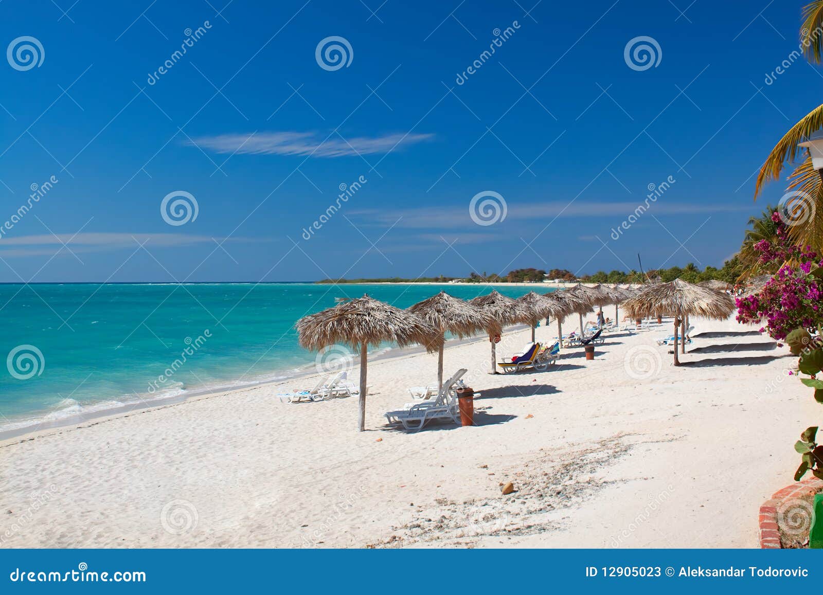 Beautiful tropical beach at the Caribbean island with white sands and stunning turquoise waters