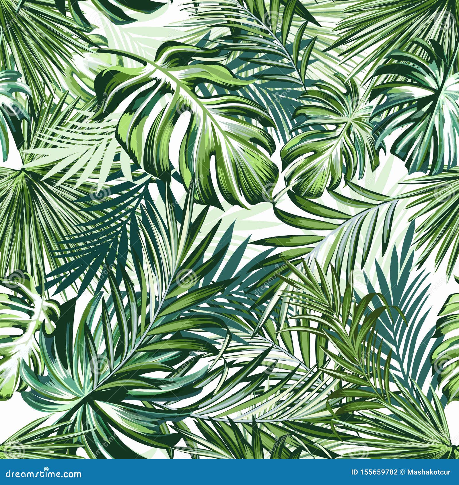 beautiful tropical pattern with green palm leaves for  ideal for fabric 