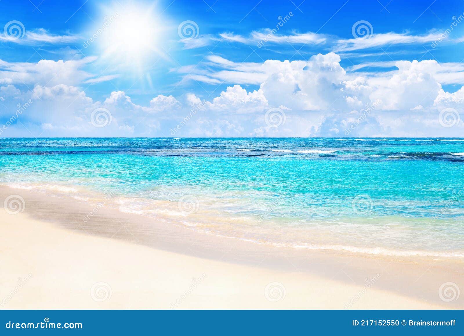 Beautiful Tropical Sand Beach Exotic Island Landscape Turquoise Sea