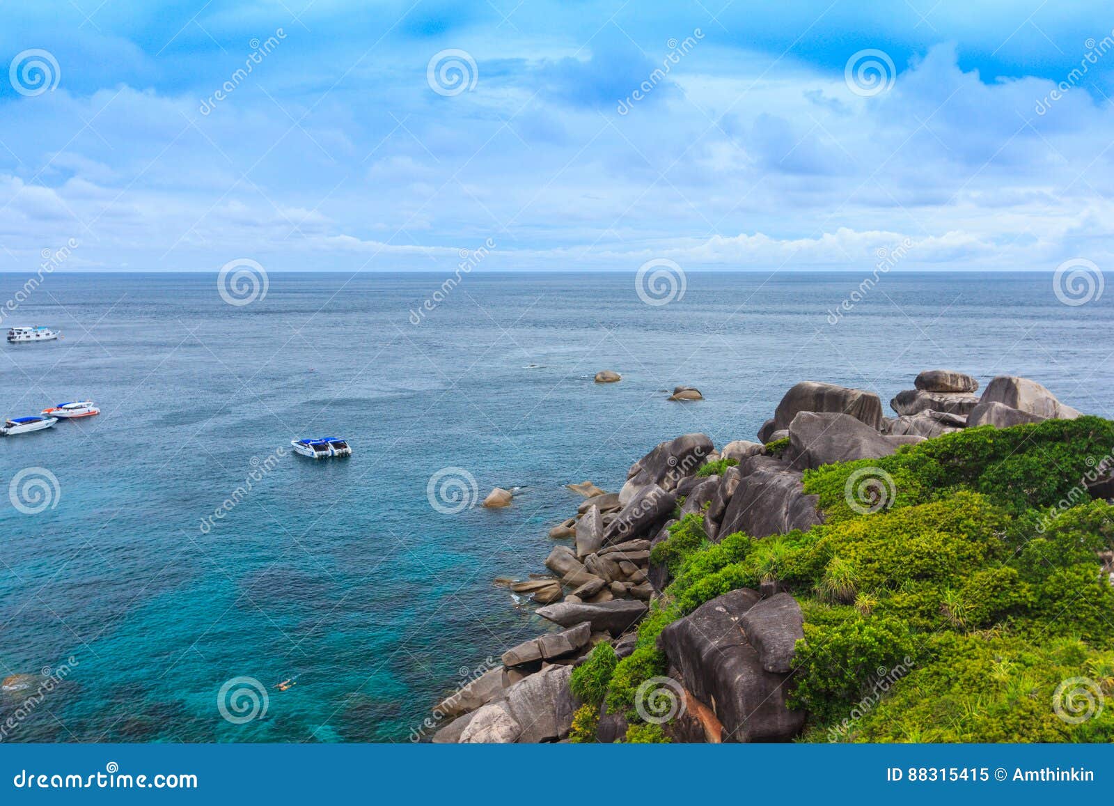 Beautiful Tropical Sea and Blue Sky of Similan Island, Phang-nga