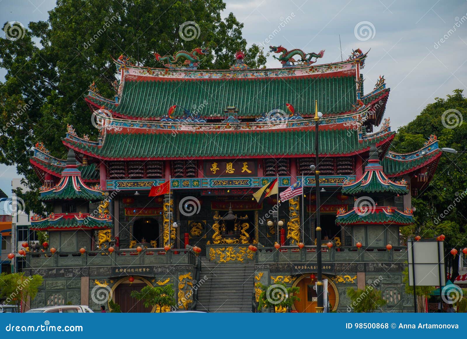 Beautiful Tua Pek Kong Chinese Temple. Bintulu city, Borneo, Sarawak, Malaysia