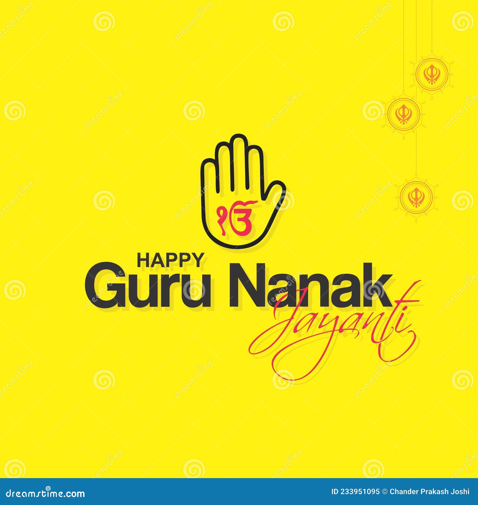 typography of happy guru nanak jayanti. creative banner  for guru nanak birthday. editable .