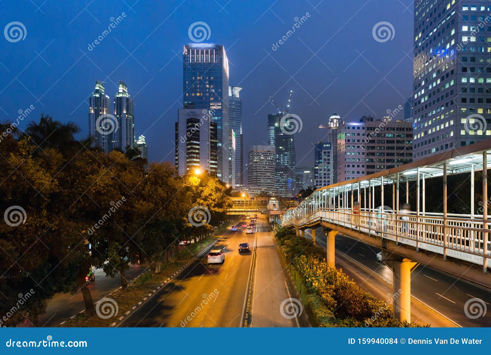 Downtown Jakarta at night stock photo. Image of indonesia - 159940084