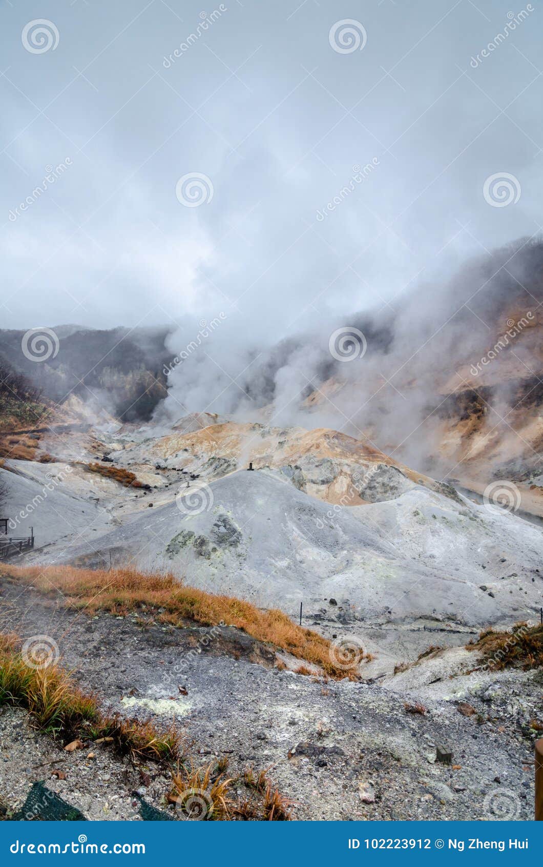 beautiful valley of jigokudani or `hell valley`