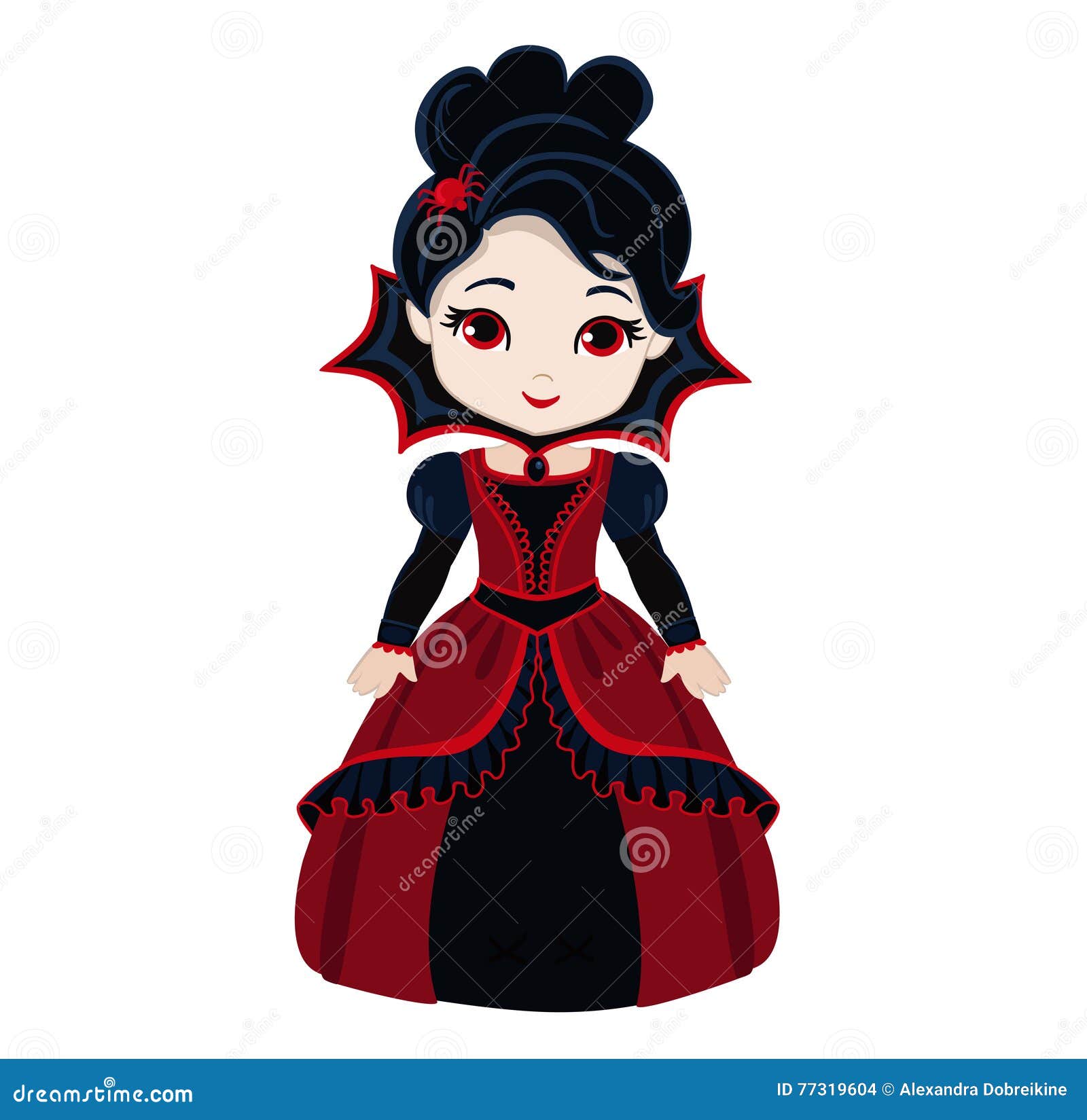 Cute Vector Halloween Characters Vampire Lady Dracula And