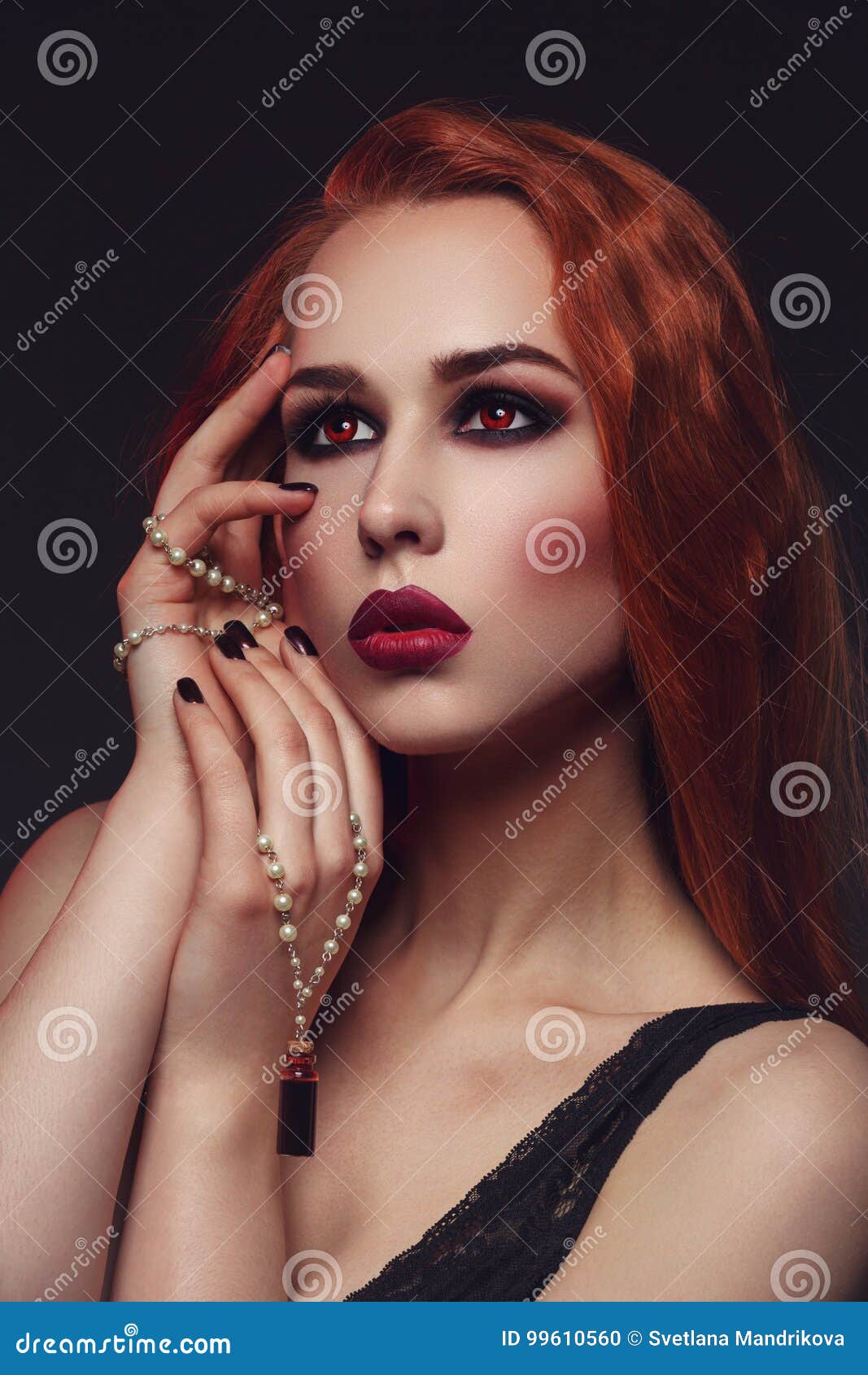 Beautiful Vampire Young Woman Stock Photo - Image of fashion, fear ...