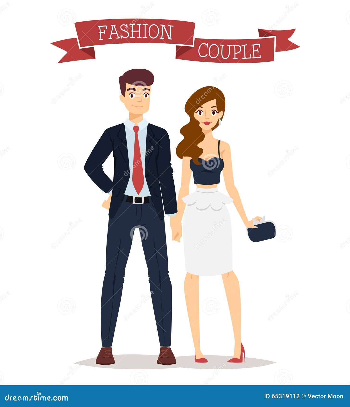 Beautiful Vector Cartoon Couple Fashion Clothes Stock Vector ...