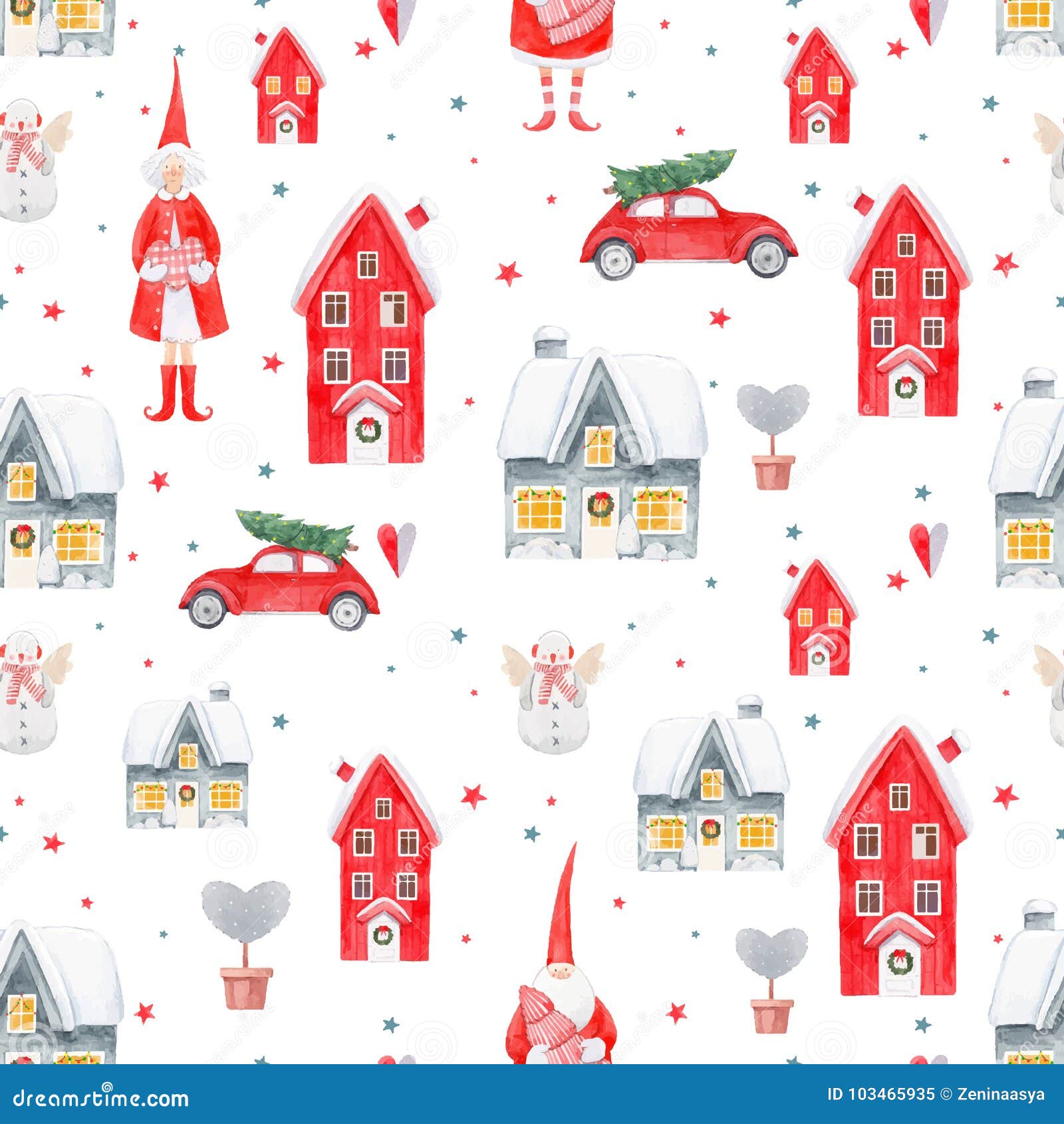 Nice Watercolor Christmas Vector Pattern Stock Vector - Illustration of ...