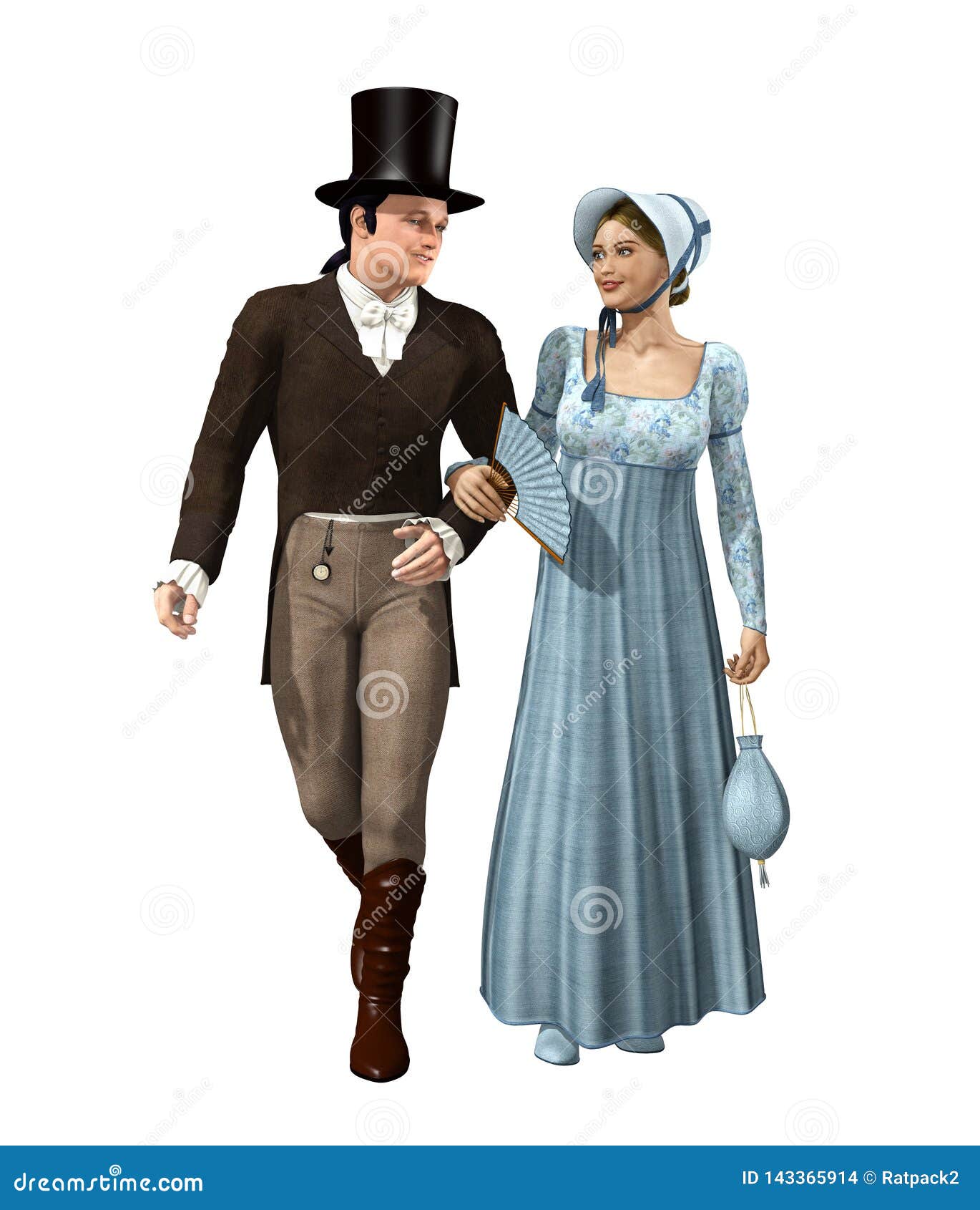 beautiful victorian couple taking a stroll