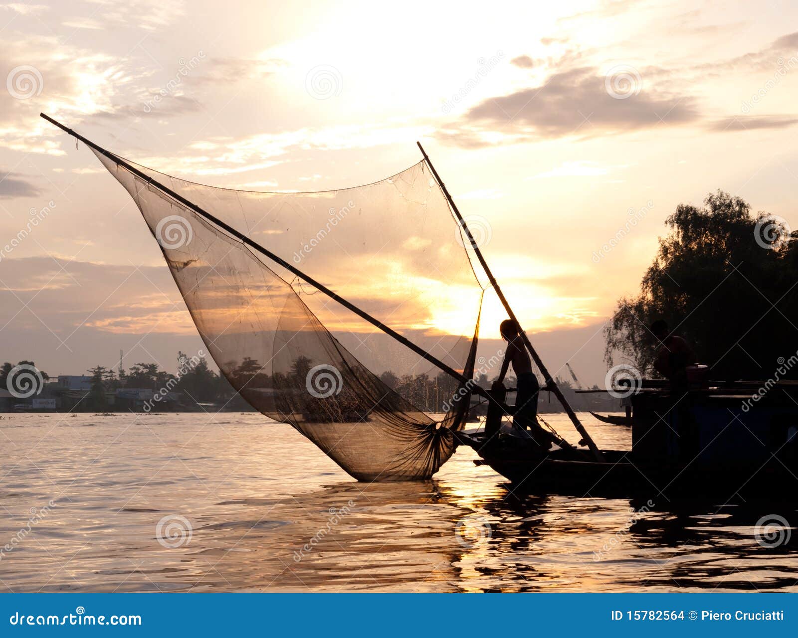 beautiful vietnam: fisherman at dusk