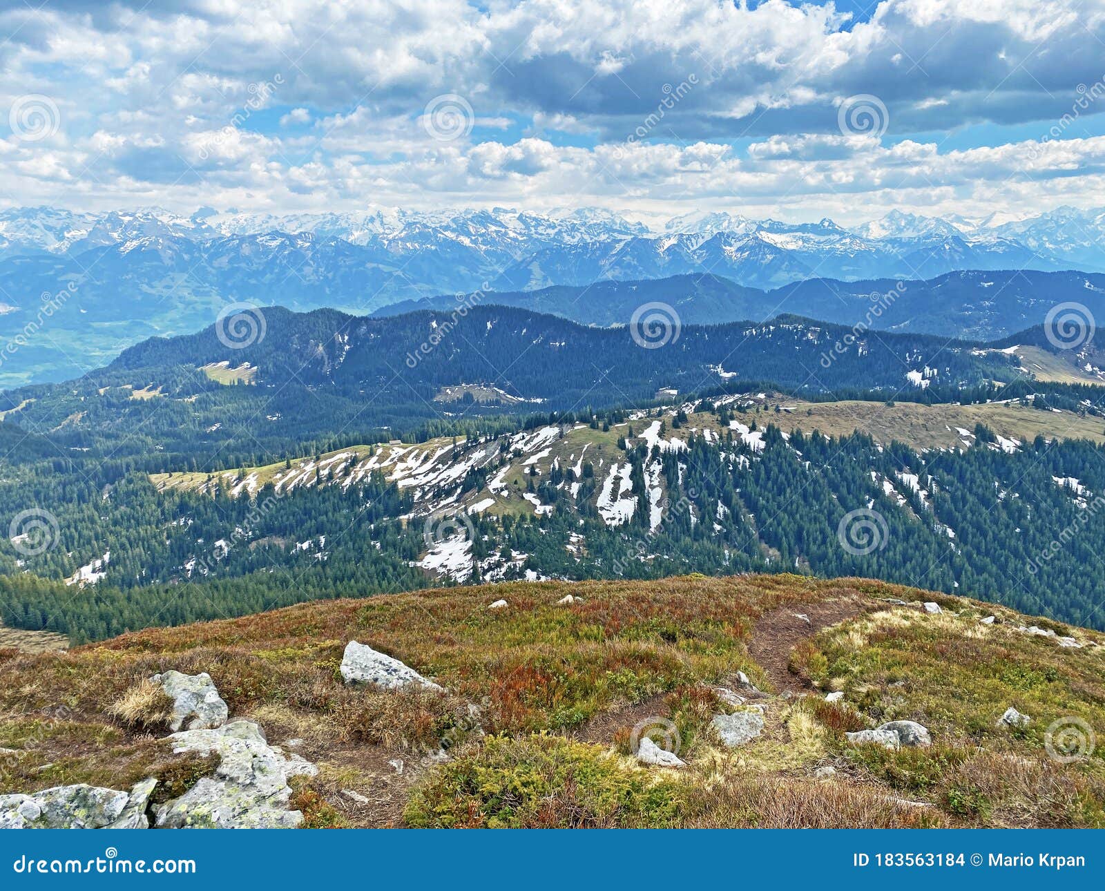 beautiful view from the alpine peak of stÃÂ¤feliflue staefeliflue or stafeliflue in the swiss mountain range of pilatus