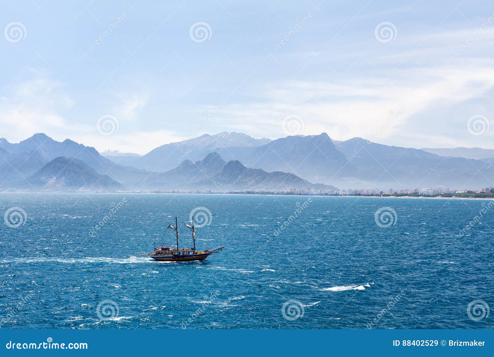 beautiful view of antalia harbor in old turkey.