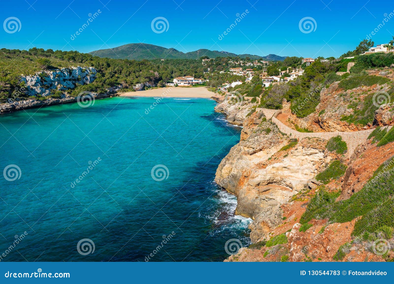 seaside beach of cala romantica, majorca spain