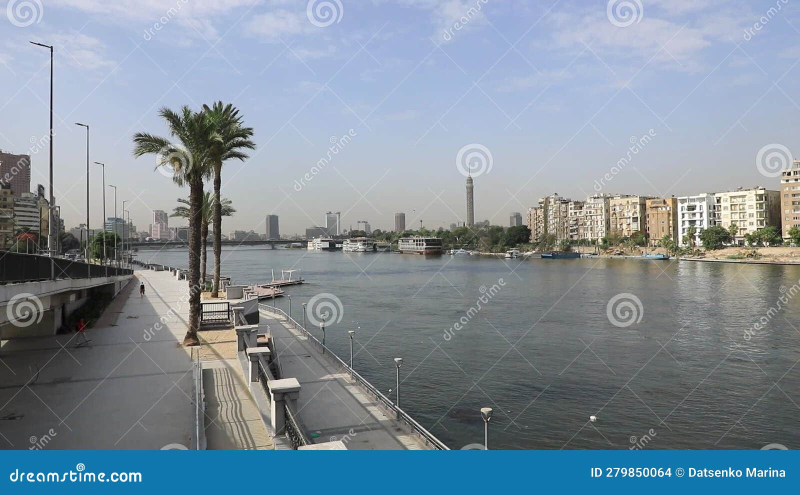 Beautiful View of the Buildings on the Waterfront of the Nile River in