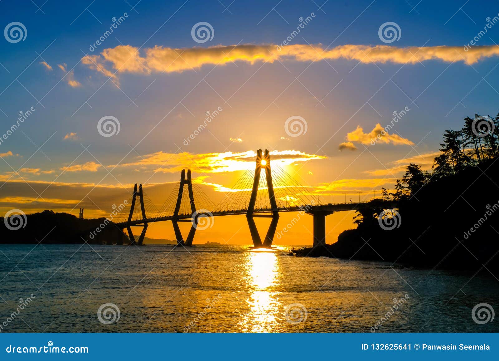beautiful view of busan - geoje fixed link, south korea