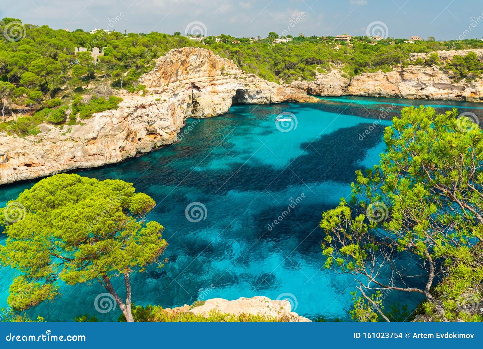 beautiful view of cala des moro on mallorca, baleares island, spain