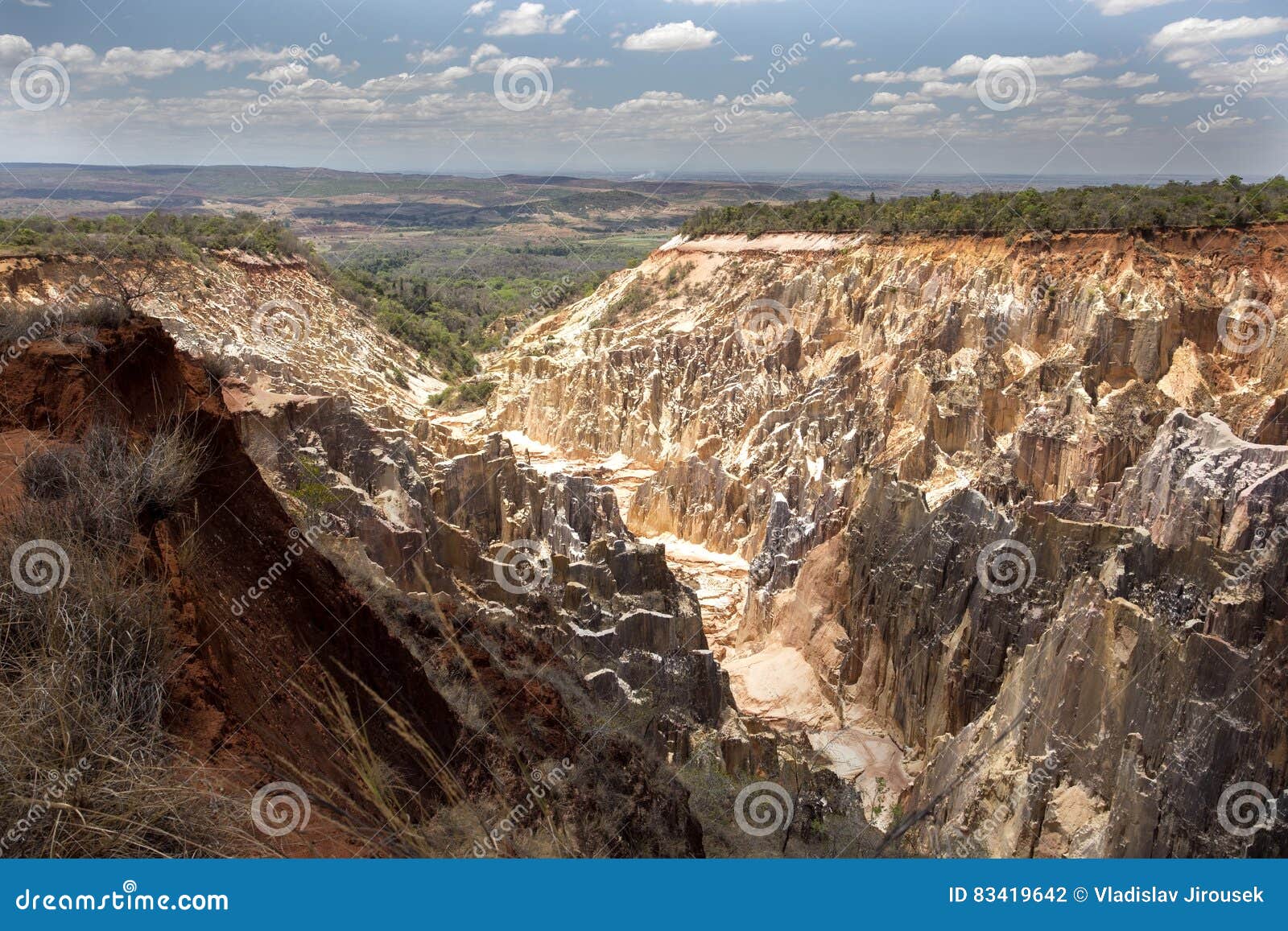 The beautiful view of the canyon erosion furrows, in the reserve Tsingy Ankarana, Madagascar