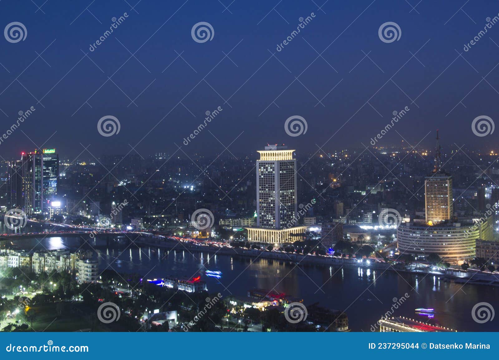 beautiful view of the center of cairo from the cairo tower in cairo