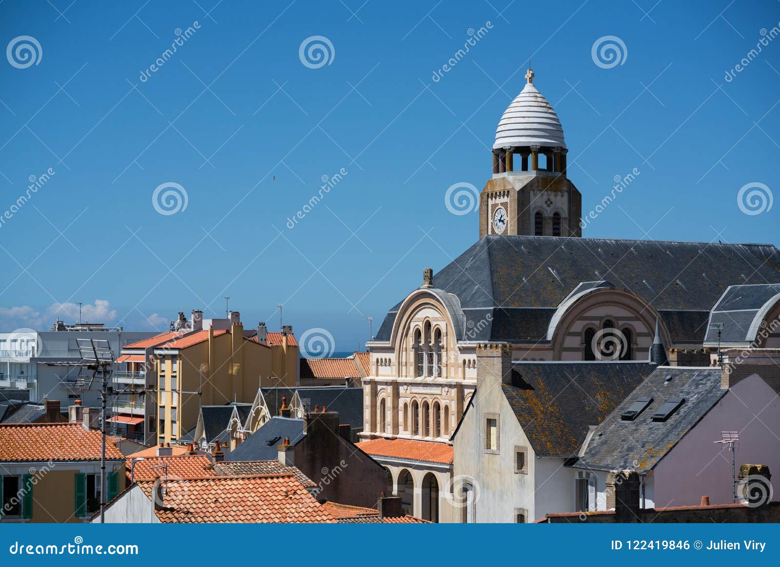 view of church of saint-pierre in les sables d`olonne vendee france