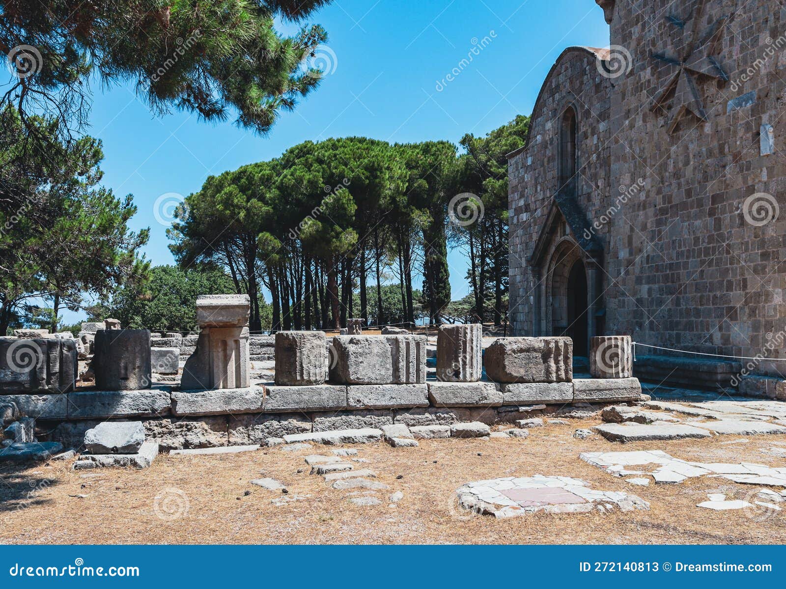 Beautiful View of the Destroyed Stones of Zeus and Athena on Mount Filerimos. Stock Image