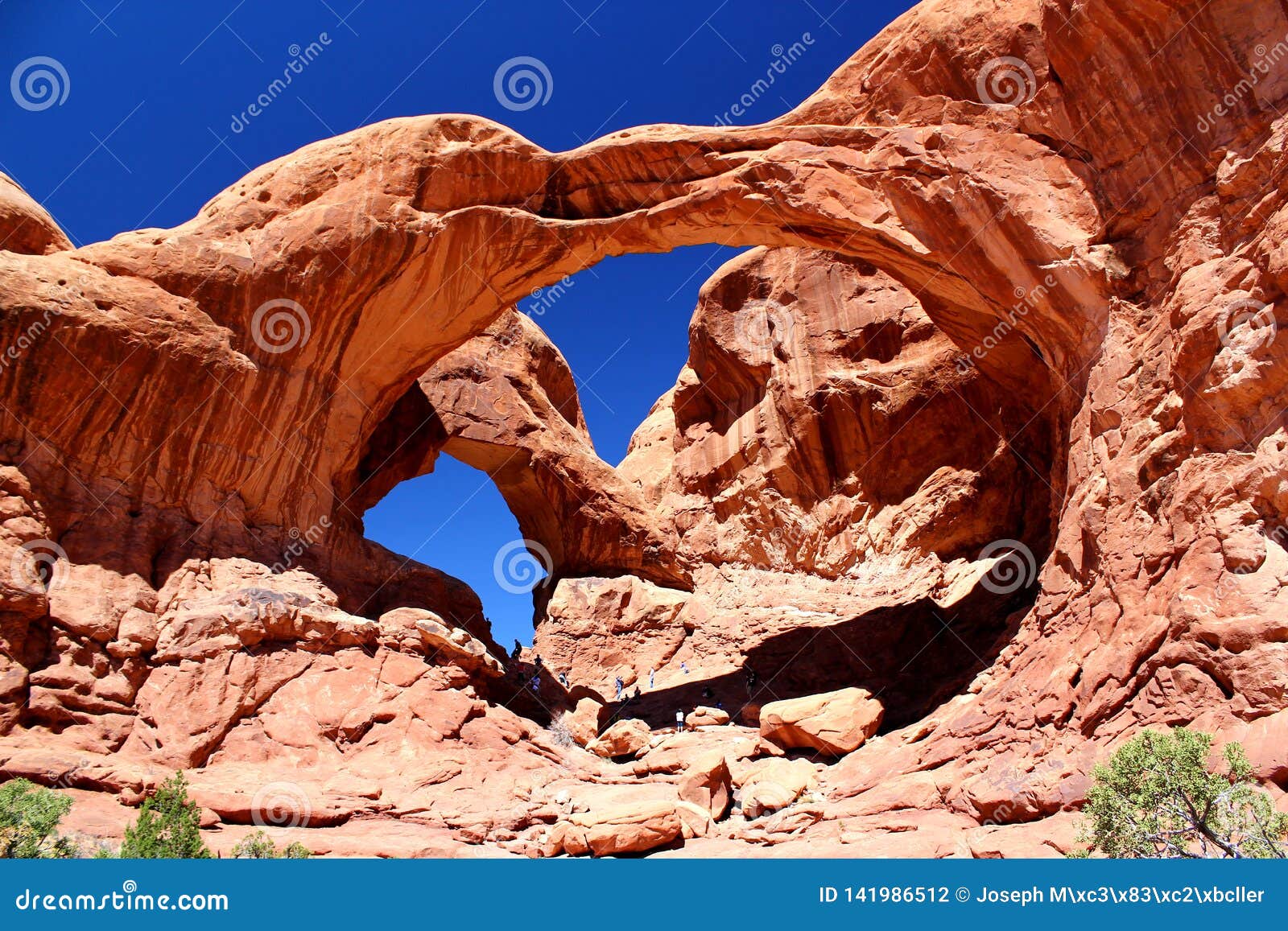 beautiful view of famous double arch in arches nationalpark in moab / utah / usa