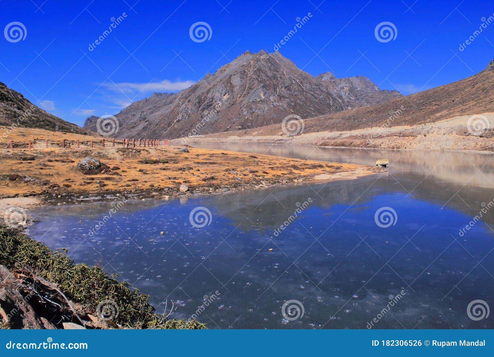 beautiful view of frozen sela lake