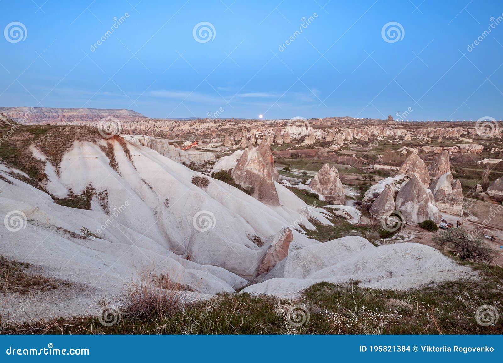 beautiful view of goreme open air museum, goreme, cappadocia, turkey on sunset. famous center of balloon fligths