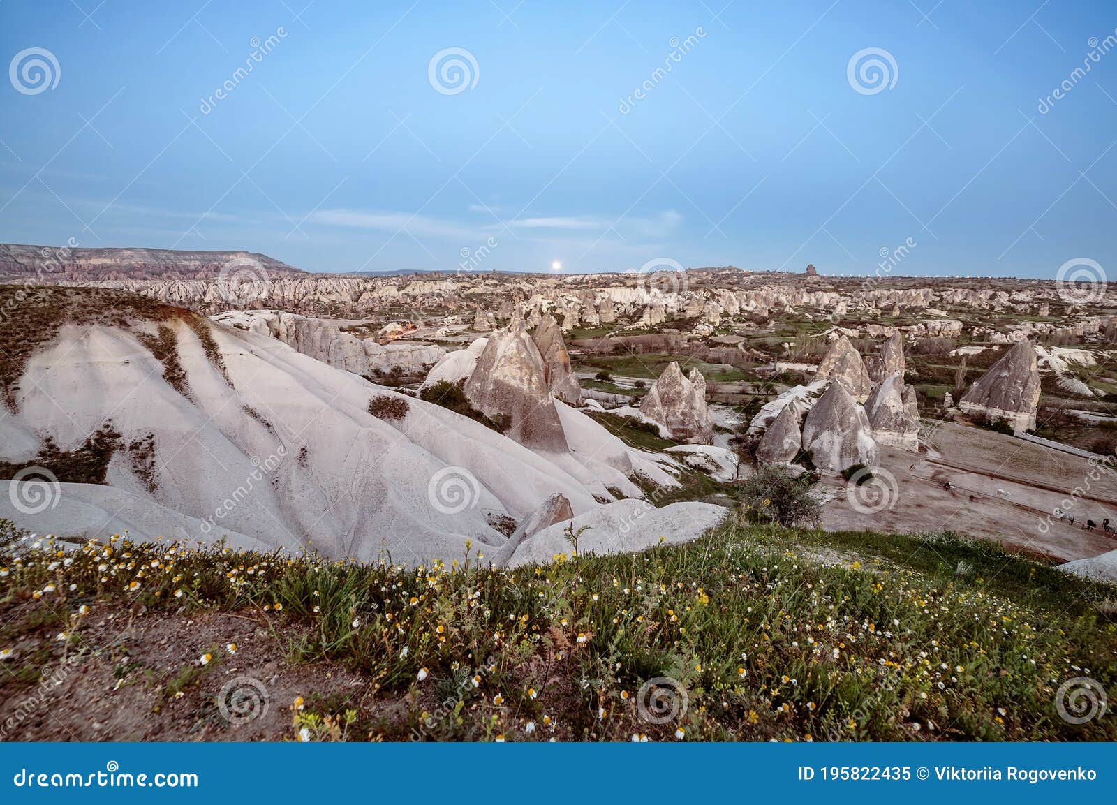 beautiful view of goreme open air museum, goreme, cappadocia, turkey on sunset. famous center of balloon fligths