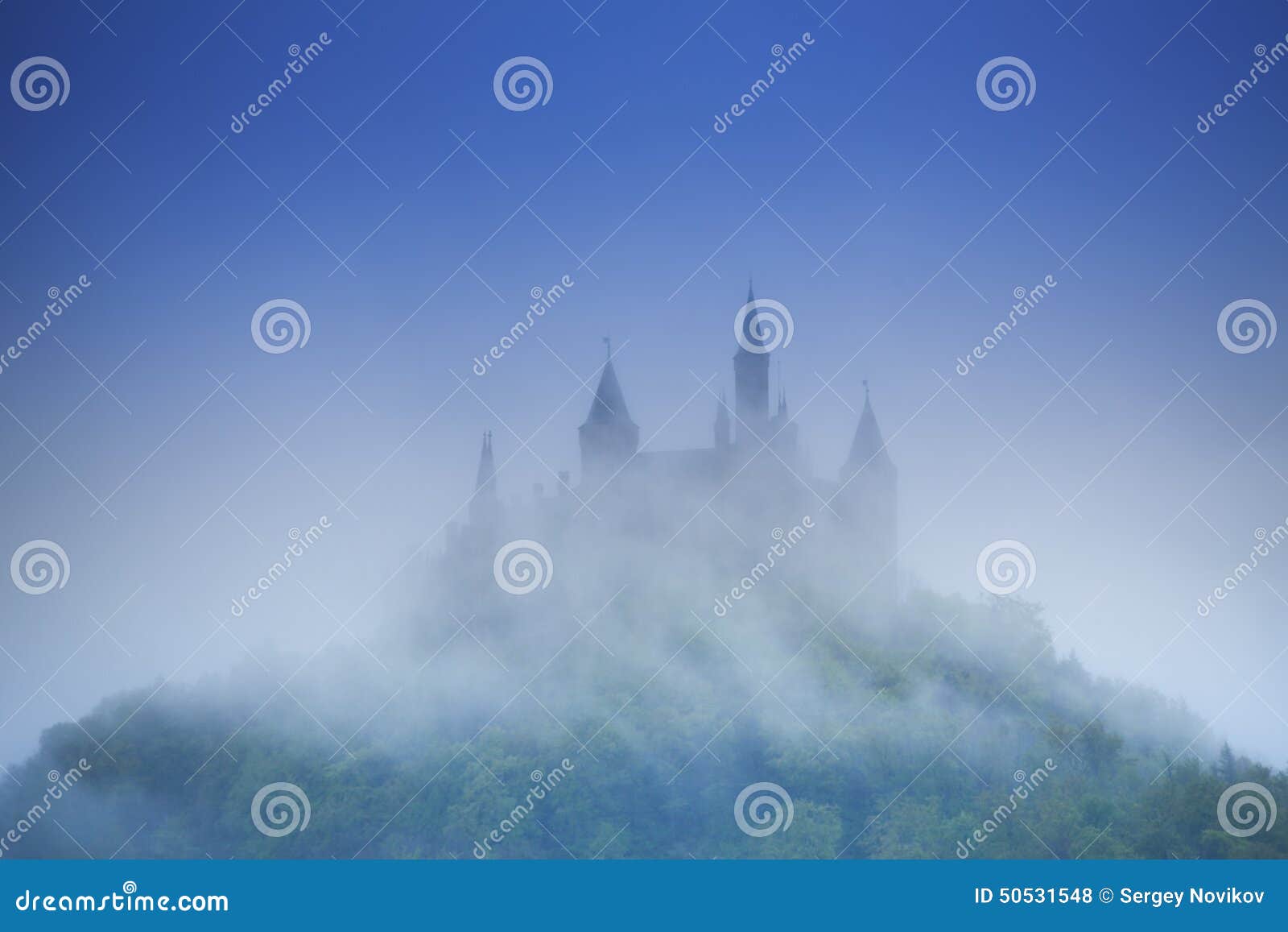 beautiful view of hohenzollern castle in haze