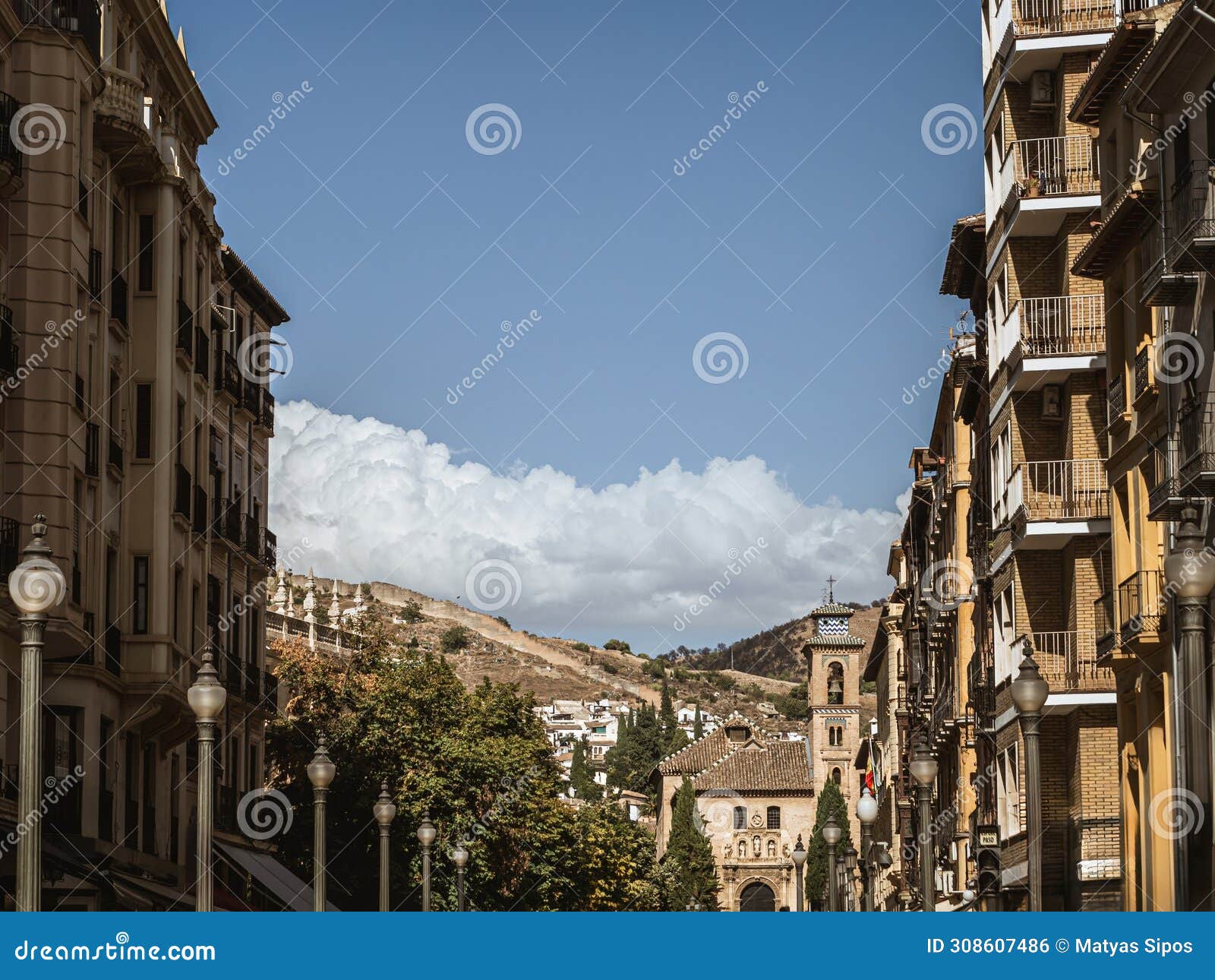 beautiful view of the main avenue of the city of granada 