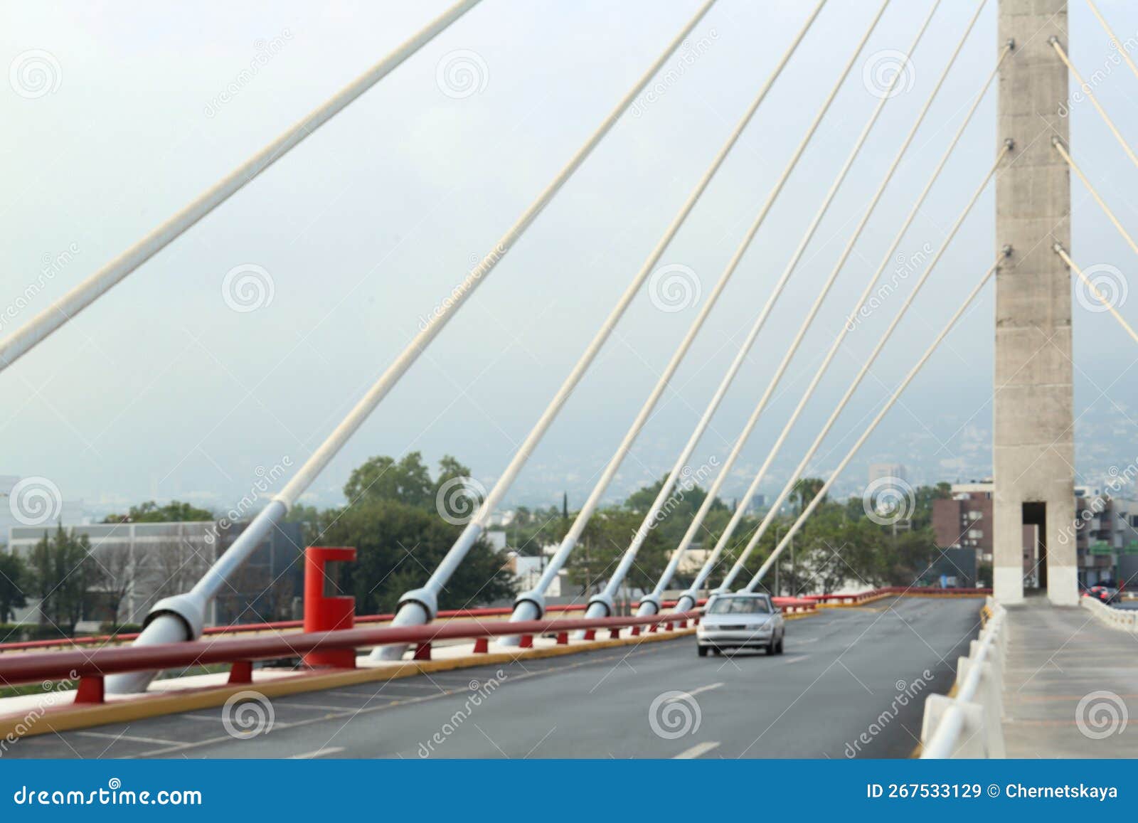 beautiful view of modern bridge with asphalt road