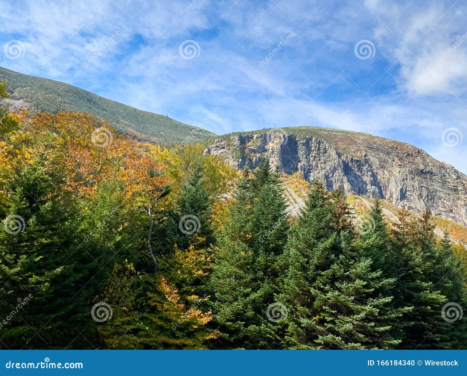 Beautiful View of the Mount Willard in New Hampshire Under the Sky