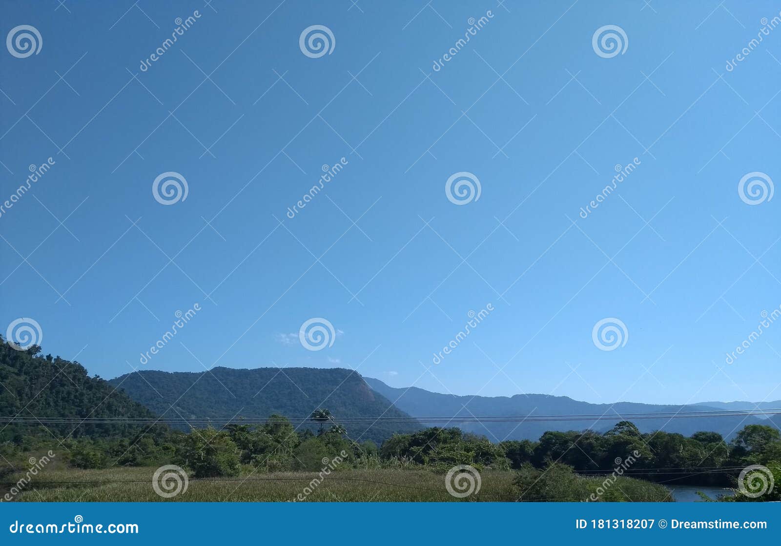 mountain, and blue sky background.
