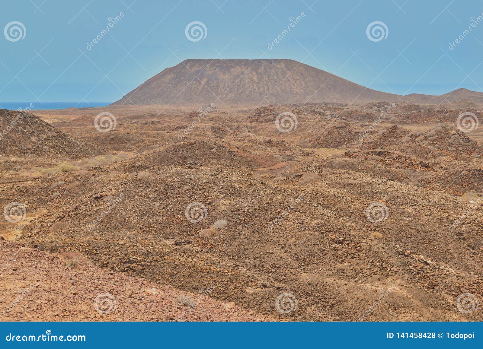 beautiful view of mountain and dunes on isla de lobos, fuerteventura