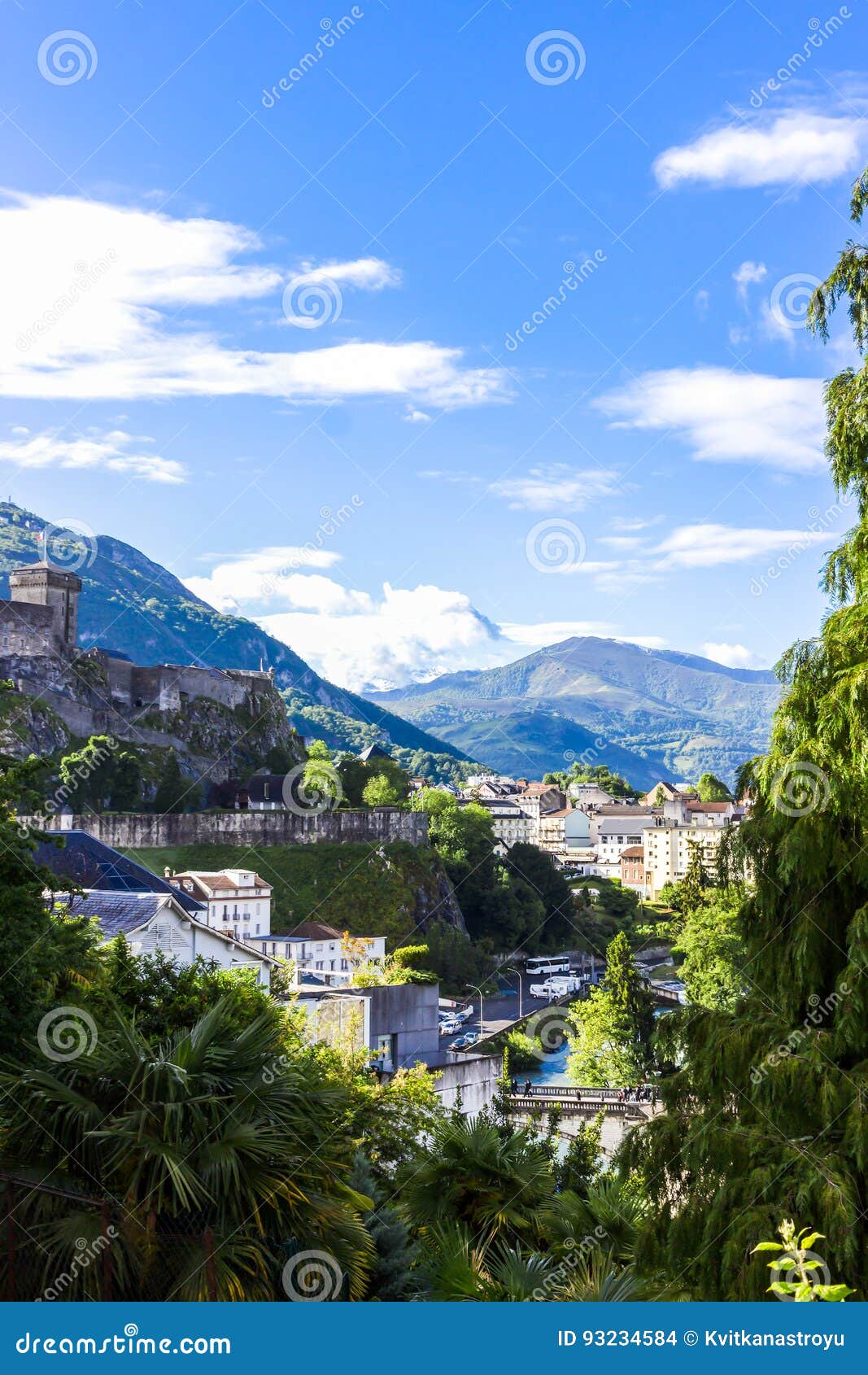 A Beautiful View of the Mountains Pyrenees. Lourdes, France Stock Photo ...