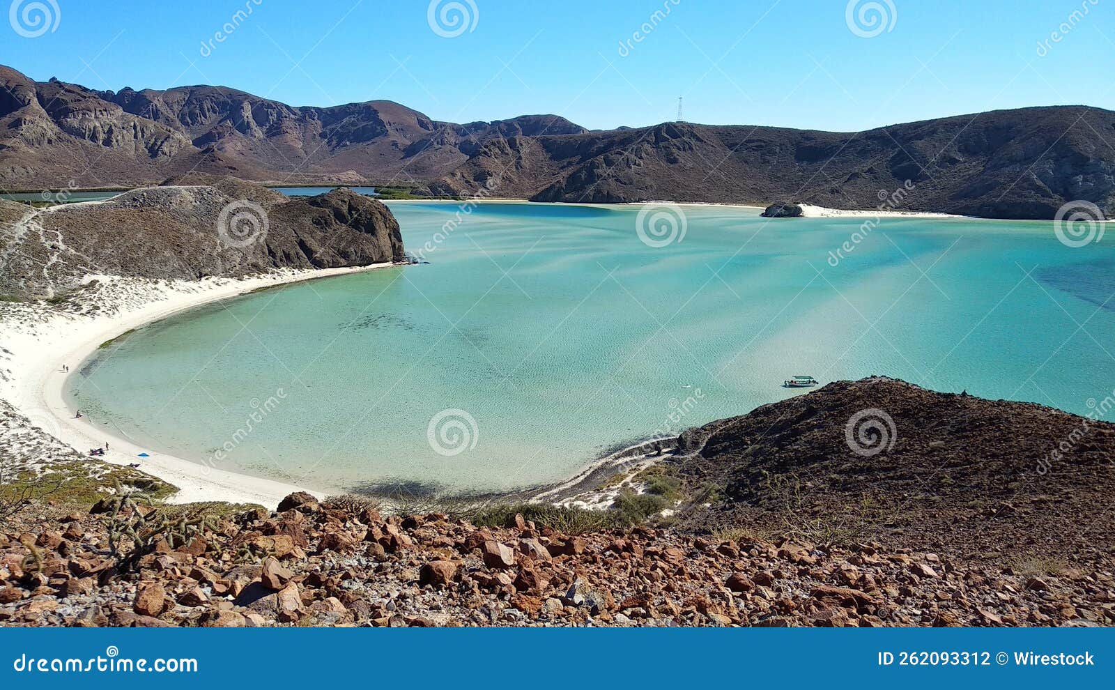 beautiful view of the mountains surrounding the water in hongo de balandra pichilinque mexico