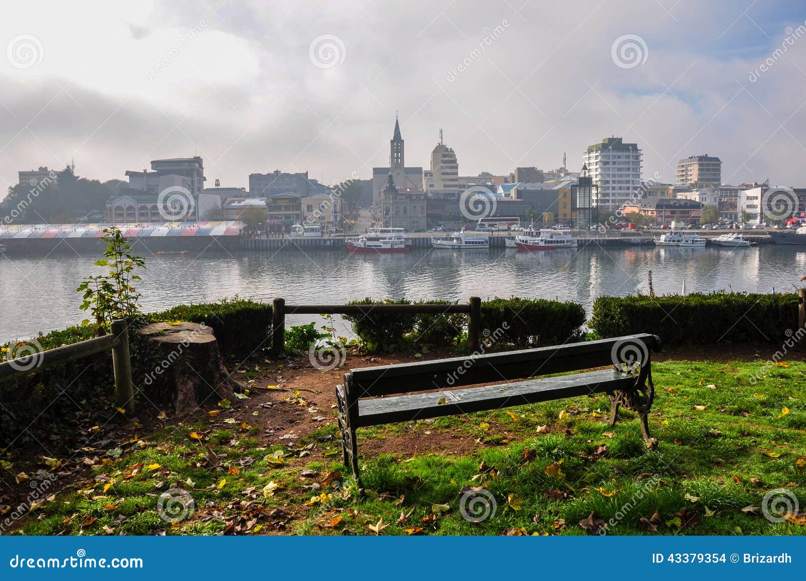 beautiful view over valdivia from the other side of the river, c