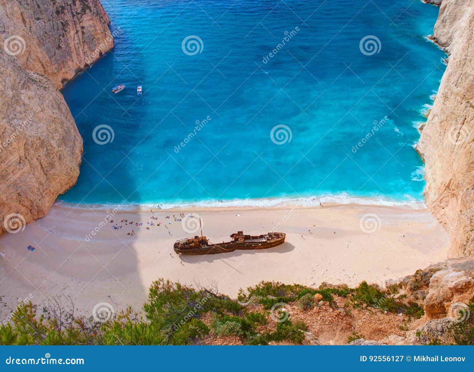 Beautiful View on Shipwreck Beach in Amazing Bay, Boats and Ships with ...