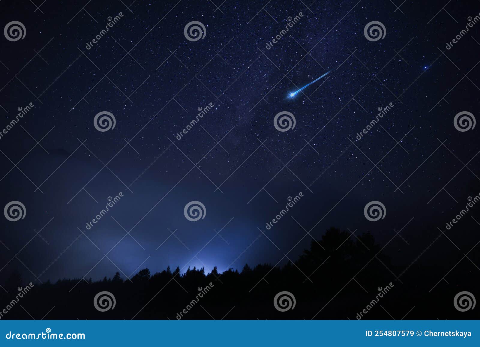 Beautiful View of Shooting Star in Sky Stock Image Image of midnight