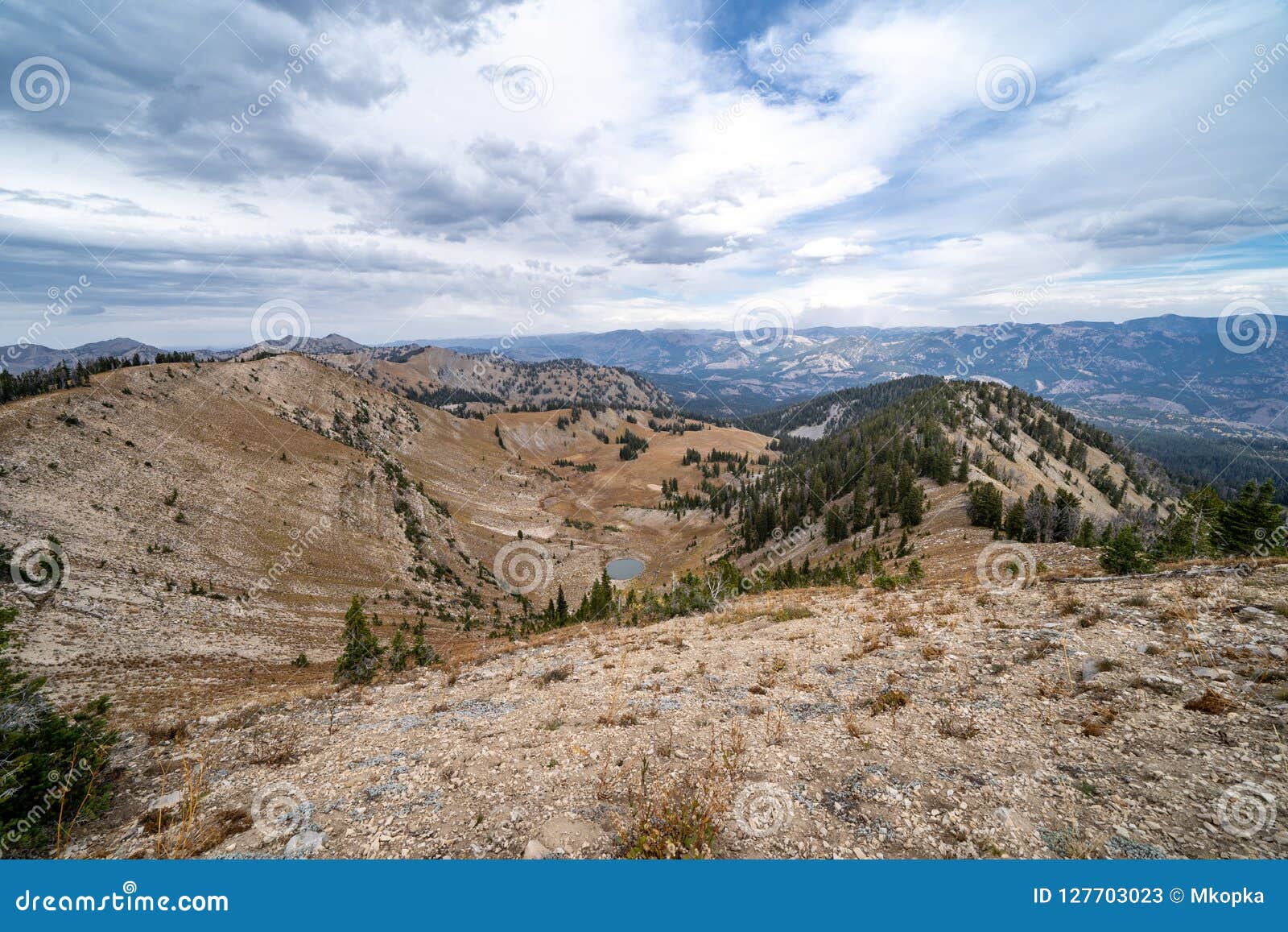 beautiful view from the summit of mountains in the bridger teton national forest in wyoming