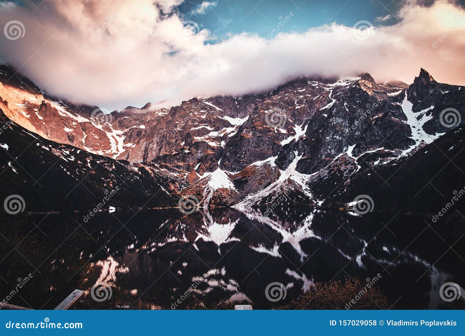 beautiful view to the mountains with nice reflection