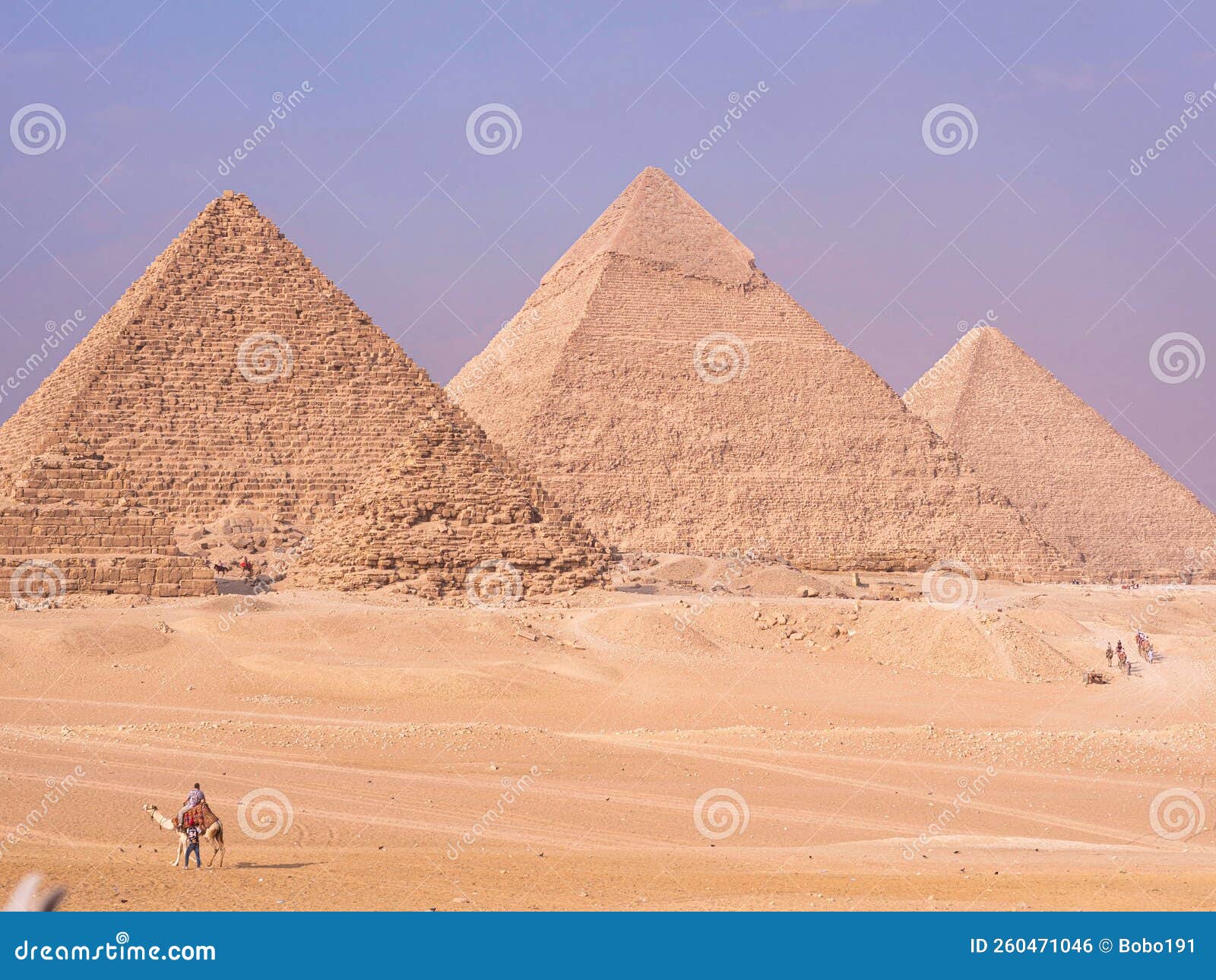 beautiful view towards the three pyramids of giza egypt