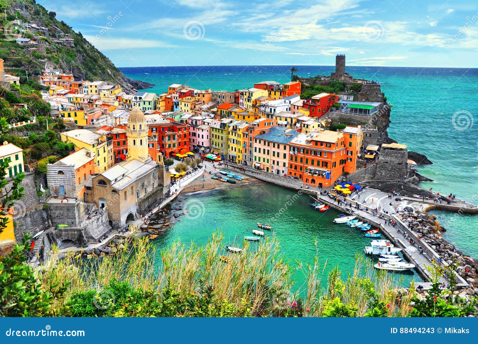 beautiful view of vernazza . is one of five famous colorful villages of cinque terre national park in italy