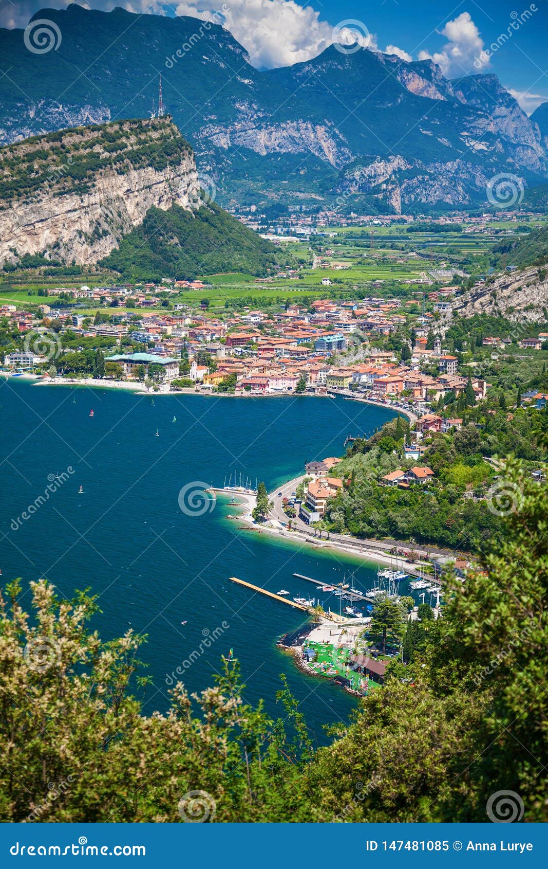 Beautiful View of a Village Nago-Torbole Stock Image - Image of garda ...