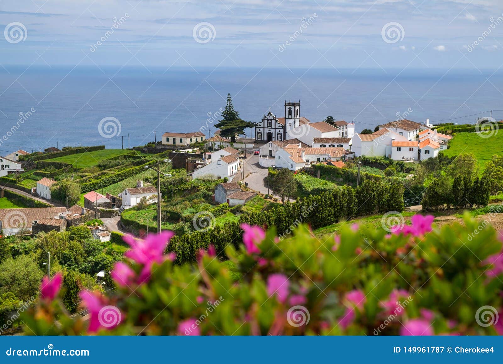 beautiful view of the village in nordeste against atlantic ocean, sao miguel island, azores, portugal.