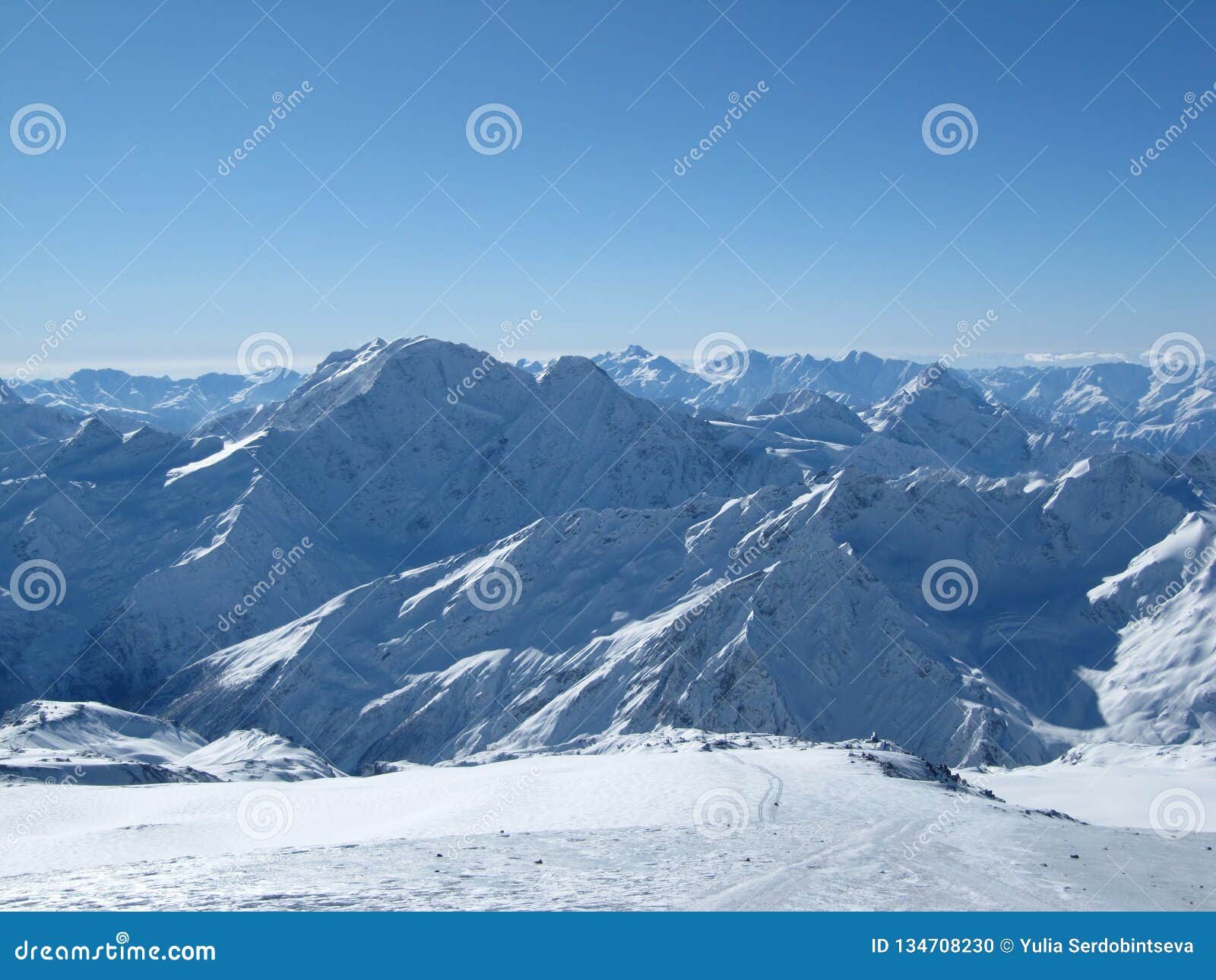 Beautiful Views Of Snow Capped Mountains At Noon Stock Photo Image Of